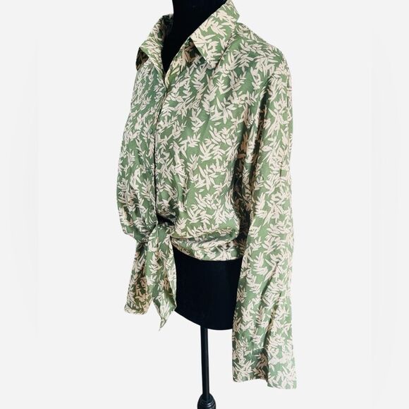 Ba&sh Lady Shirt in Tarmac Size 6 Lightweight Colored Tropical Front Tie - Picture 4 of 10